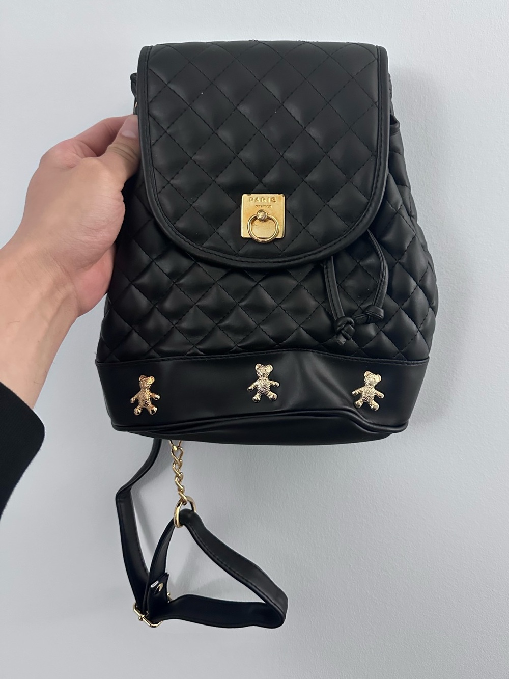 NEW！Quilted Black Backpack